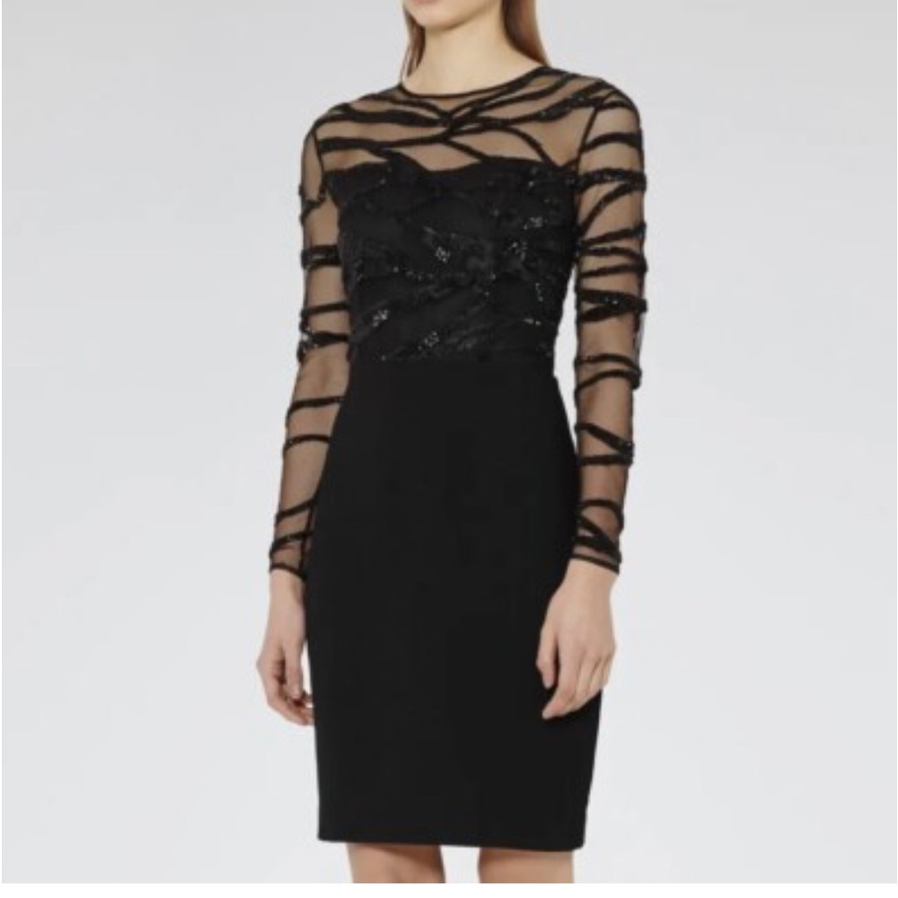 Reiss Rosalin Black Long Sleeve Dress NWT